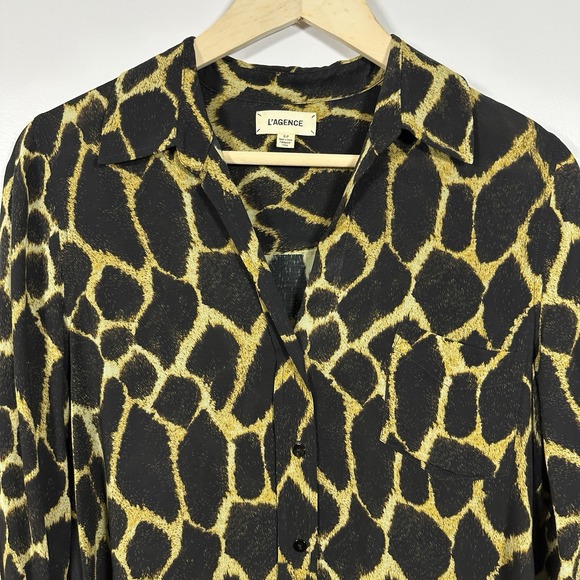 L'Agence Ryan 3/4 Sleeve Blouse Womens Small Sieanna Safari Classic Button Down - Picture 2 of 11